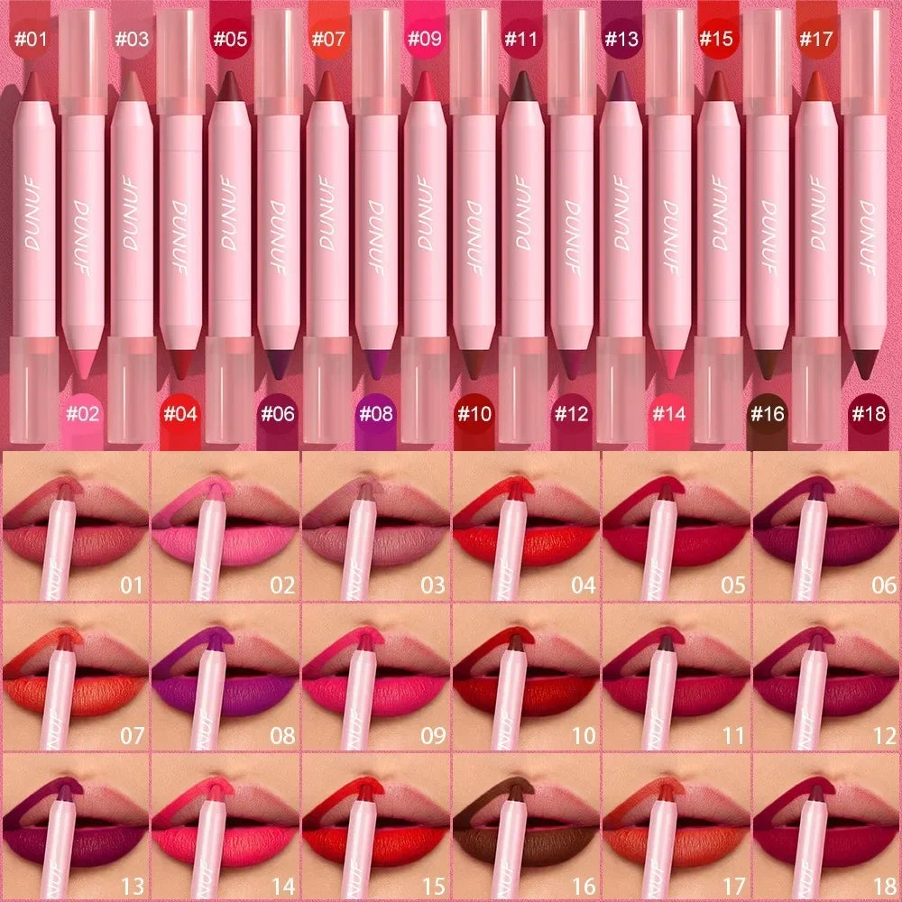 18 Color Matte Lipstick Pen Waterproof Lip Liner Pencil - LIPOXI