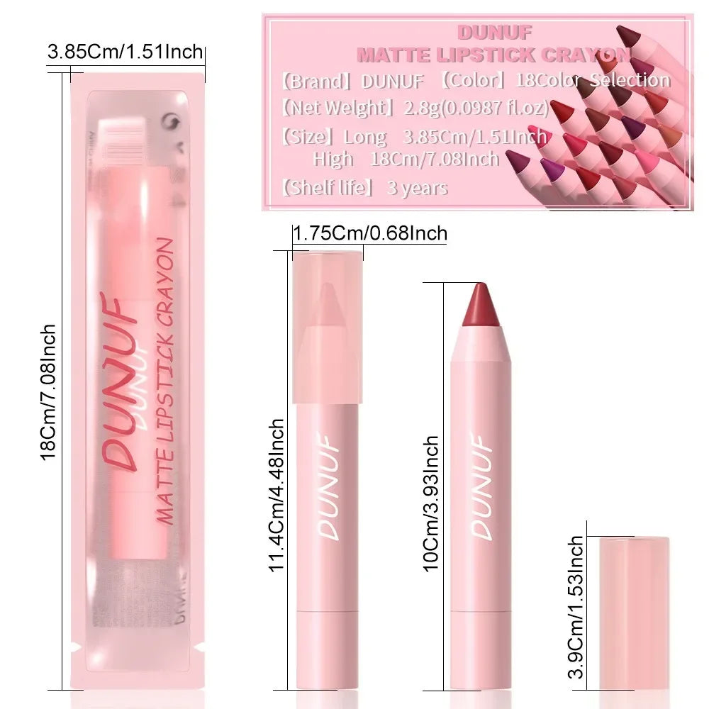 18 Color Matte Lipstick Pen Waterproof Lip Liner Pencil - LIPOXI