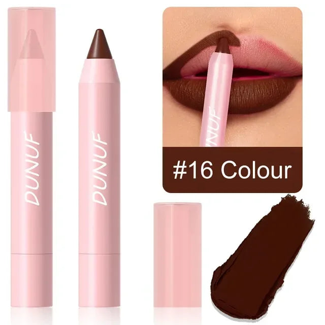 18 Color Matte Lipstick Pen Waterproof Lip Liner Pencil - LIPOXI