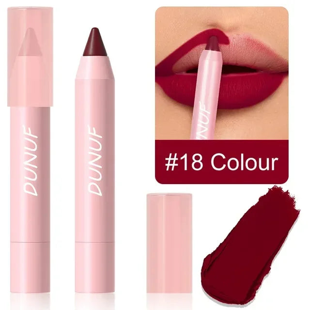 18 Color Matte Lipstick Pen Waterproof Lip Liner Pencil - LIPOXI