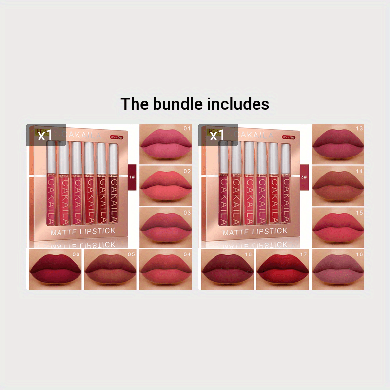 6Pcs Long-Lasting Matte Liquid Lipstick Set - LIPOXI