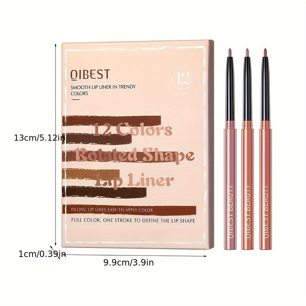Qibest 12-Color Lip Liner Set - LIPOXI