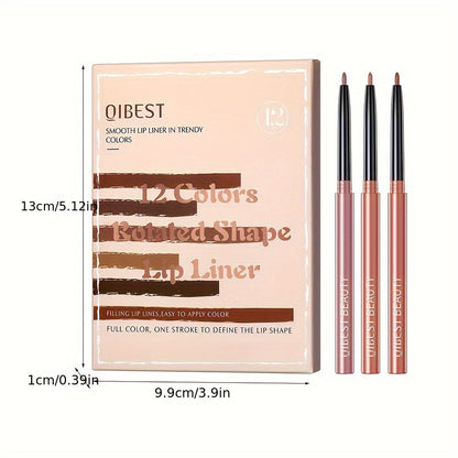 Qibest 12-Color Lip Liner Set - LIPOXI