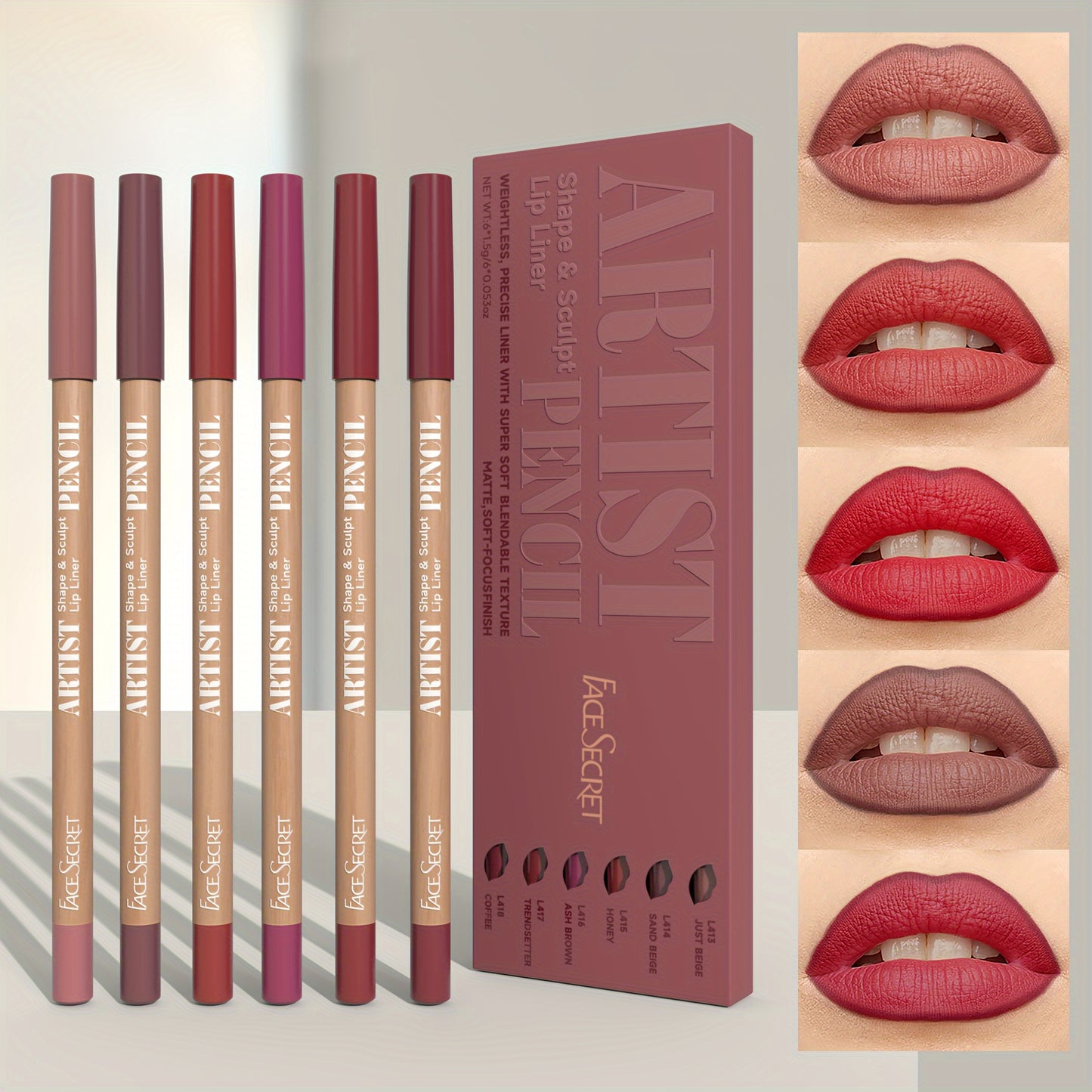 Matte Allure: 6-Piece Waterproof Lip Liner Set - LIPOXI