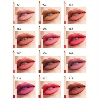 Vibrant 12-Color Waterproof Lip Liner Set - LIPOXI