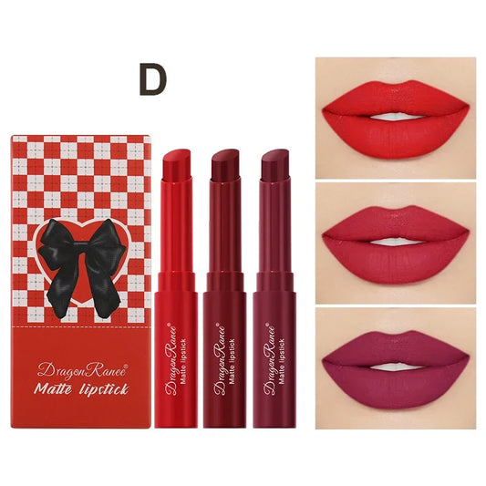1/3 Pcs Matte Lipstick Nude Pink Set Long Lasting Waterproof - LIPOXI