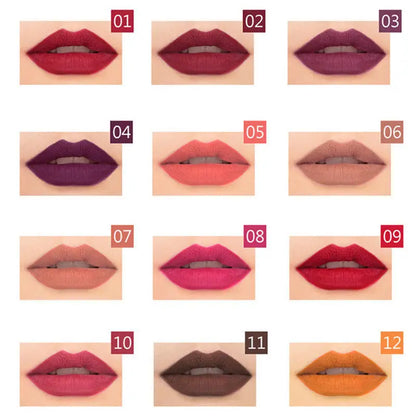 12Pcs/Set Waterproof Pencil Lipstick Set Pen Matte Lip Liner - LIPOXI