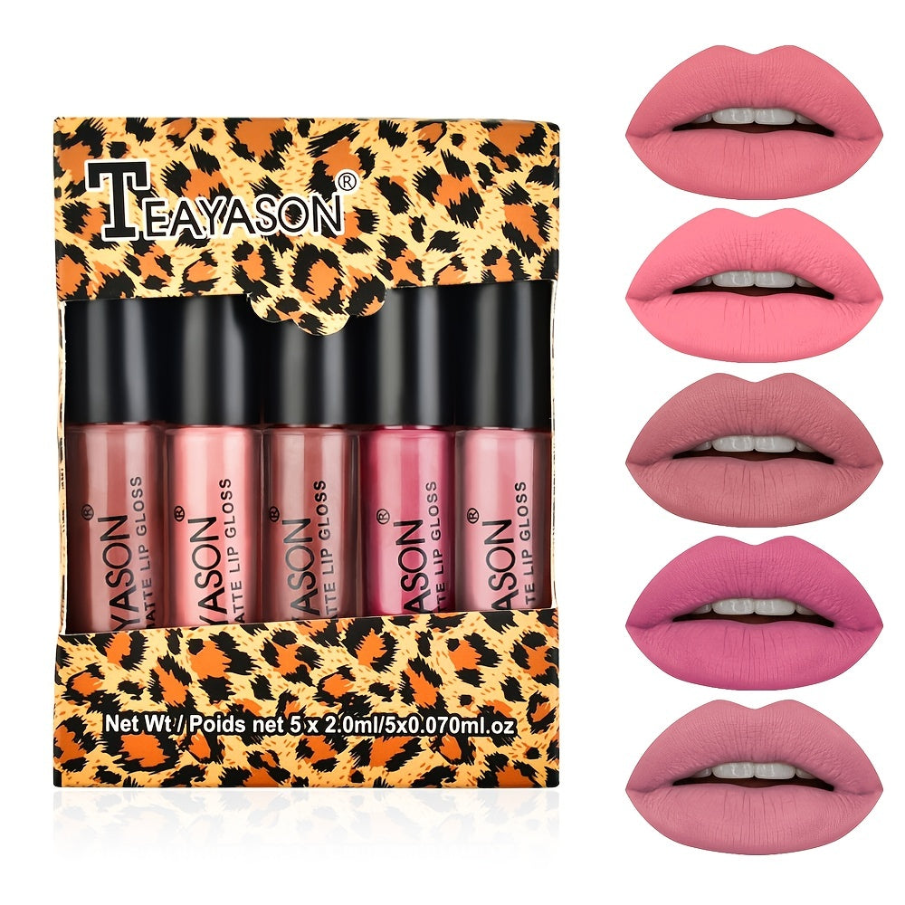 5pcs Matte Rose Lip Gloss Set - LIPOXI