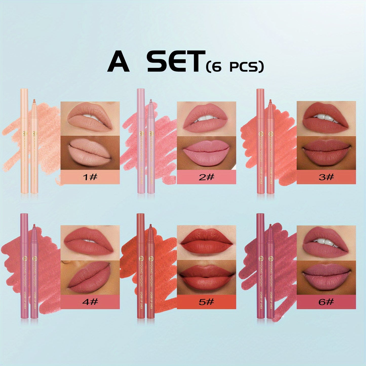 6-Piece Lipstick & Lipliner Set - LIPOXI