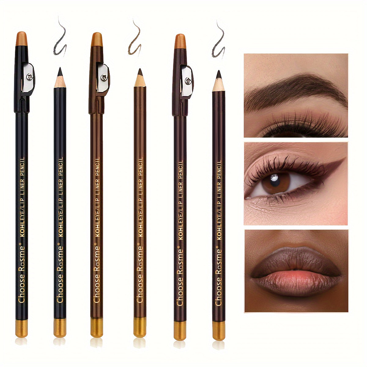 3-Color Long-Lasting Makeup Pencil Set - LIPOXI