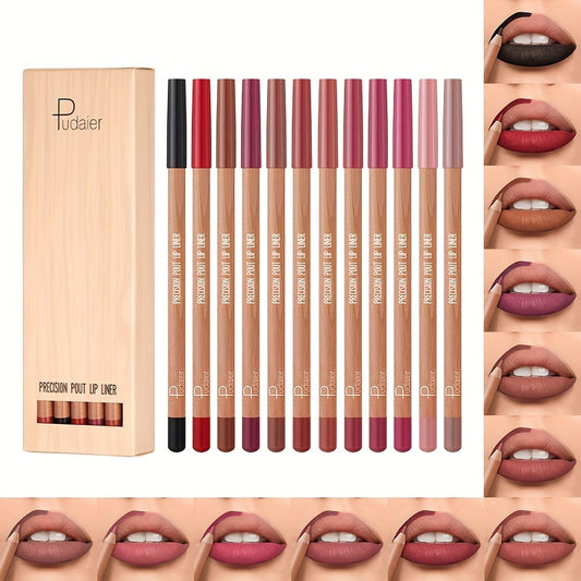 Matte Dream: 12pcs Nude Lip Liner Set - LIPOXI