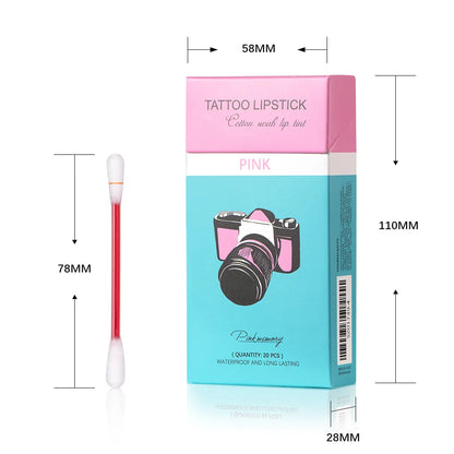 20PCS/BOX Tattoo Lipstick Cotton Swab Lip Tint Matte Gloss - LIPOXI