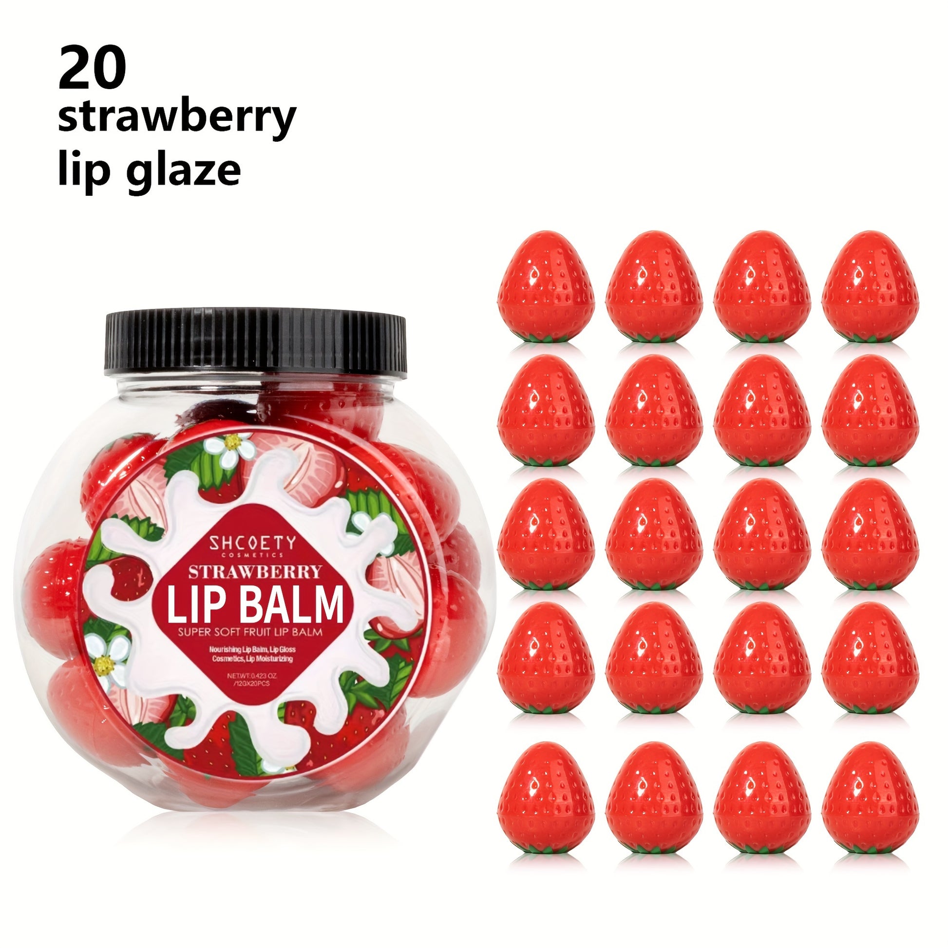 20pcs Strawberry Lip Balm Set - LIPOXI