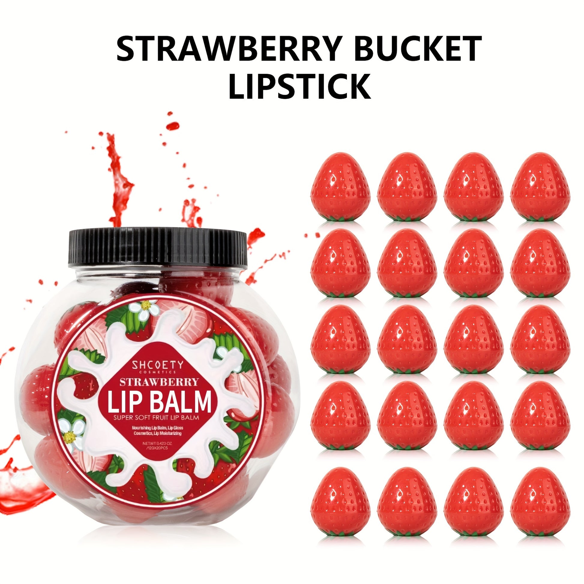 20pcs Strawberry Lip Balm Set - LIPOXI