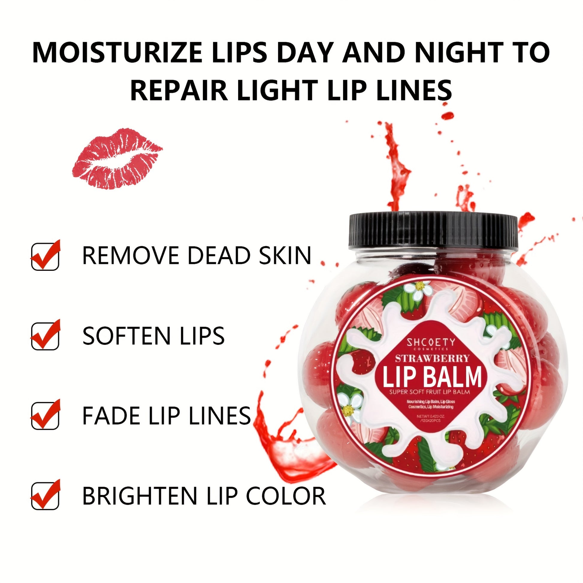 20pcs Strawberry Lip Balm Set - LIPOXI