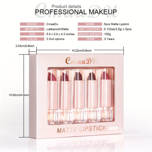 Lip Luxe: 5-Piece Matte Lipstick Set - LIPOXI