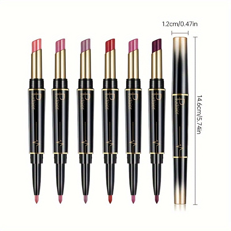 Pudaier 6-Pack Lip Liner & Lipstick Set - LIPOXI