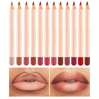 Vibrant 12-Color Waterproof Lip Liner Set - LIPOXI