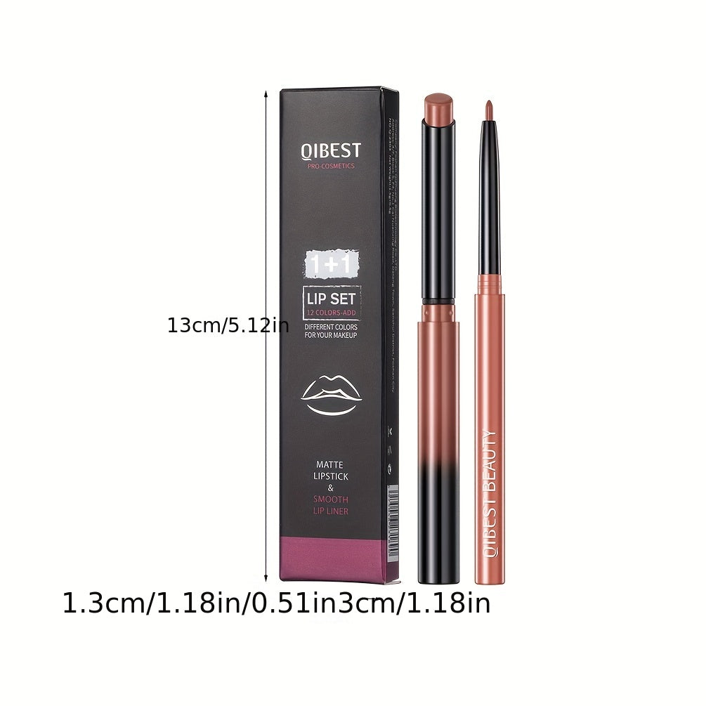 QIBEST Matte Lipstick & Lipliner Set - LIPOXI