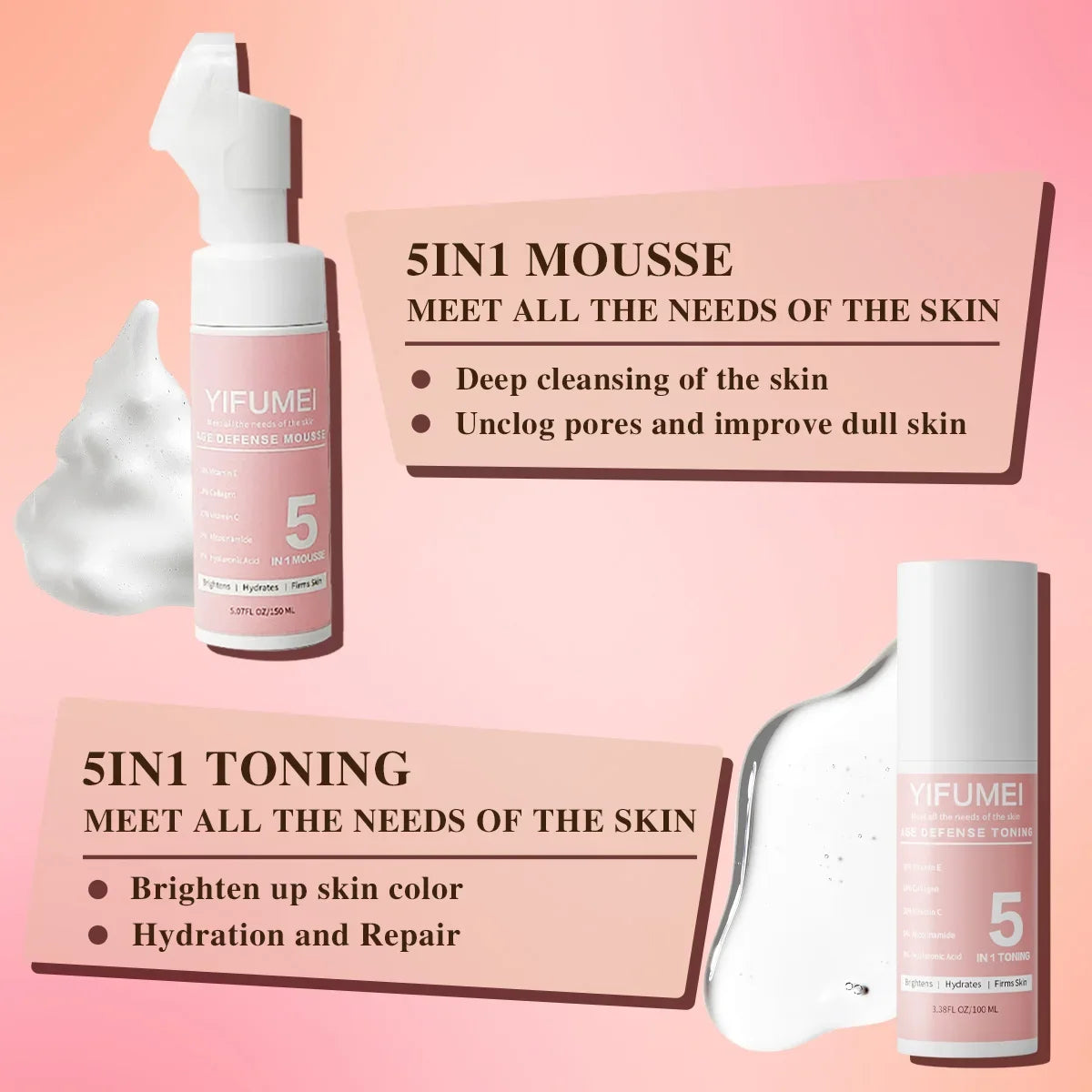 4-Piece 5-in-1 Hyaluronic Skincare Set - LIPOXI