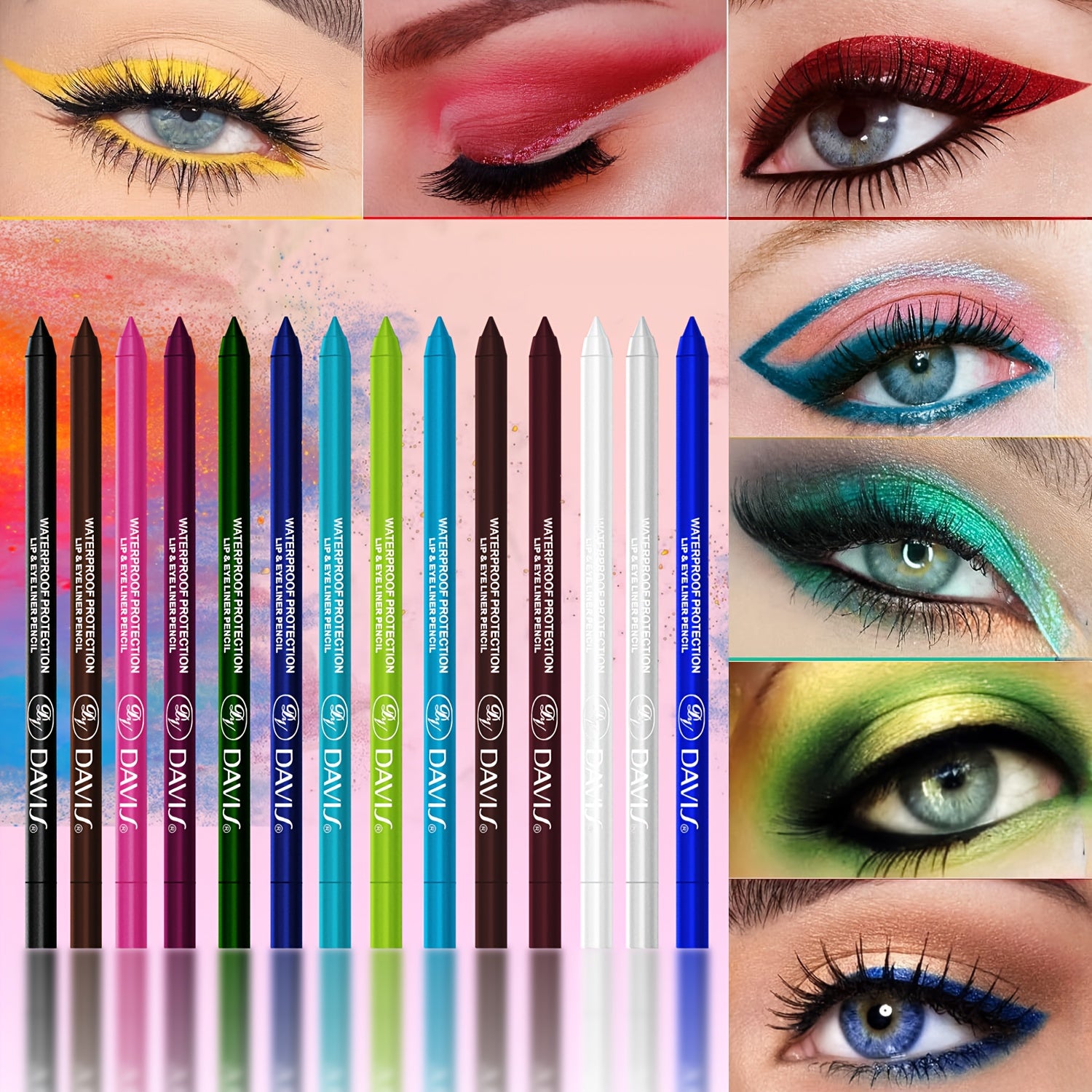 Vibrant 14-Piece Eyeshadow & Eyeliner Pencil Set - LIPOXI