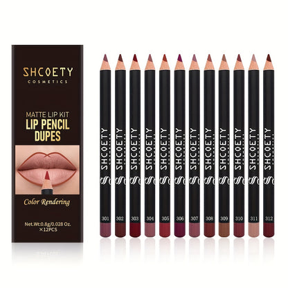 Nude Elegance: 12-Color Matte Lipstick & Liner Set - LIPOXI