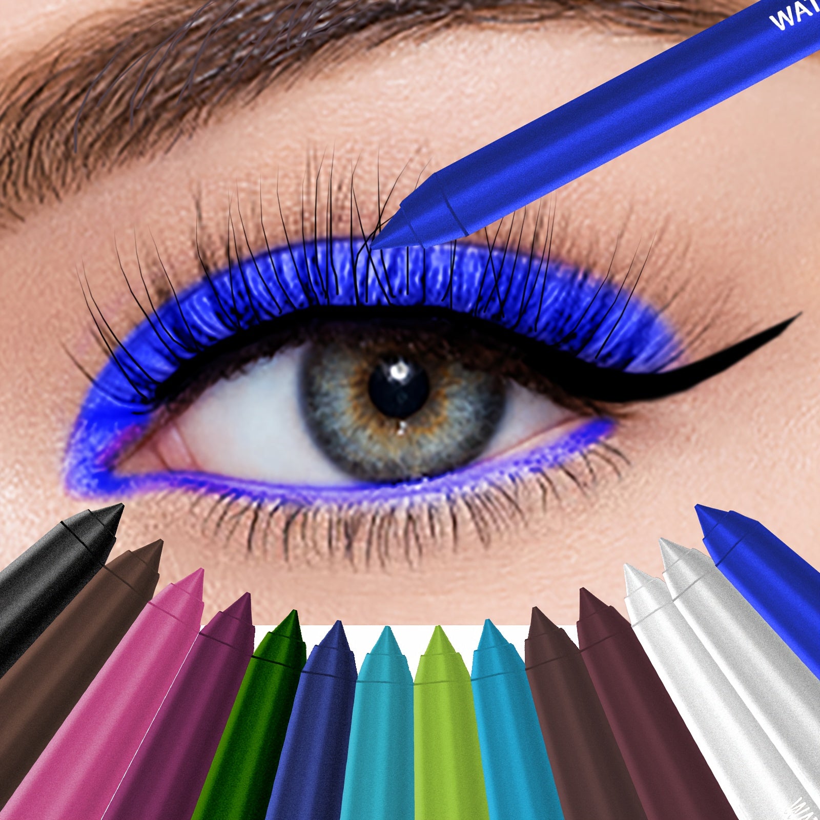 Vibrant 14-Piece Eyeshadow & Eyeliner Pencil Set - LIPOXI