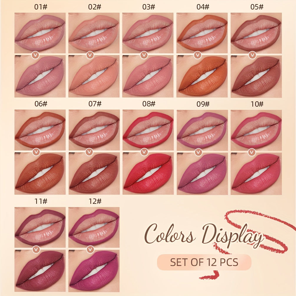 Qibest 12-Color Lip Liner Set - LIPOXI