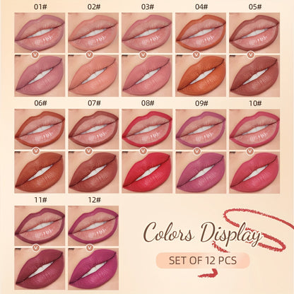 Qibest 12-Color Lip Liner Set - LIPOXI