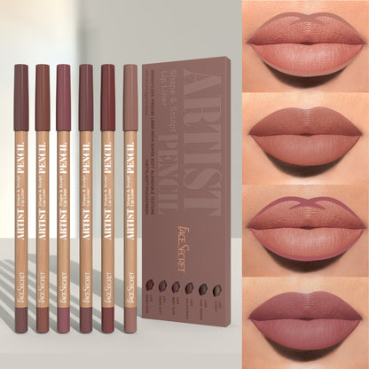 Nude Lip Perfection: 6-Piece Waterproof Liner Set - LIPOXI