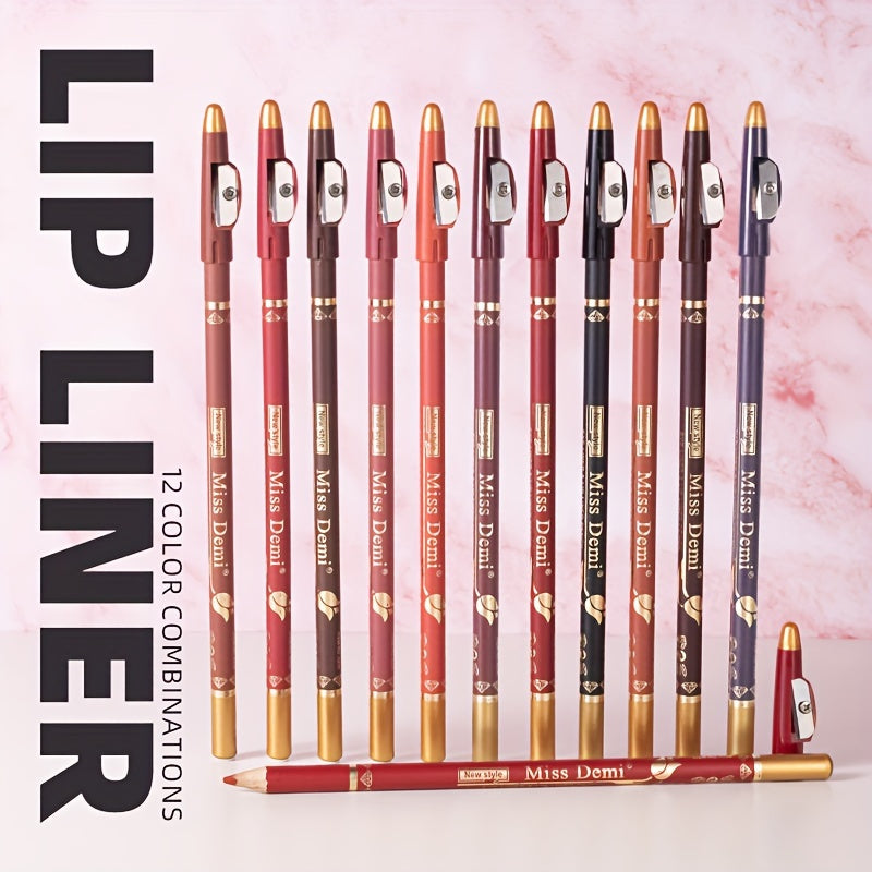 Vibrant 12-Color Lip Liner Set - LIPOXI