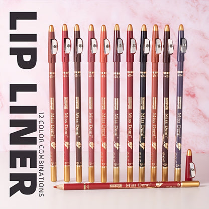 Vibrant 12-Color Lip Liner Set - LIPOXI