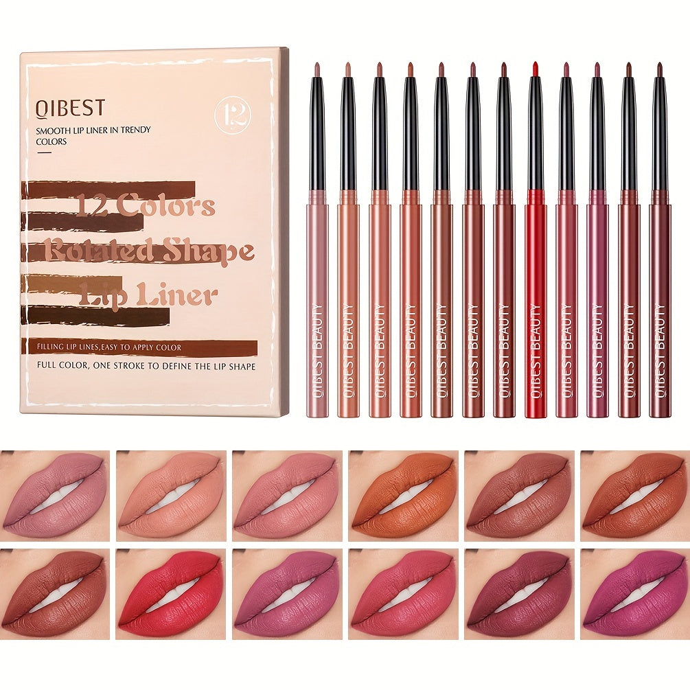 Qibest 12-Color Lip Liner Set - LIPOXI