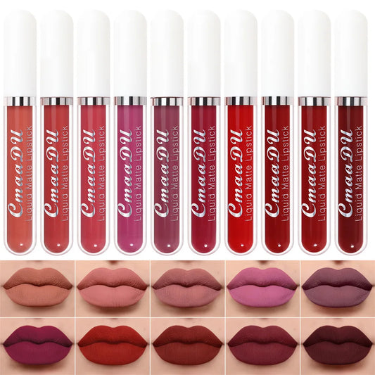 CmaaDu 10pcs Set Velvet Matte Lipstick Long-Lasting Gloss - LIPOXI