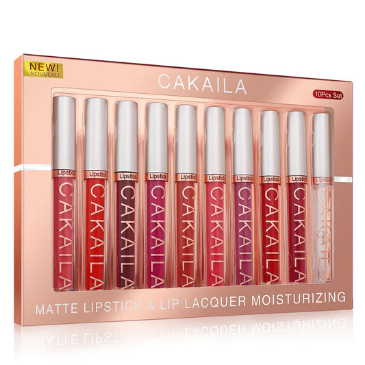 CAKAILA 10pcs/set Nude Lip Gloss Matte Lipstick Women - LIPOXI