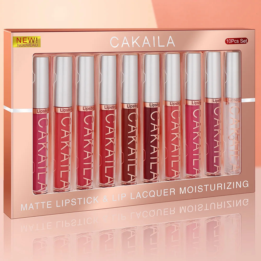 CAKAILA 10pcs/set Nude Lip Gloss Matte Lipstick Women - LIPOXI