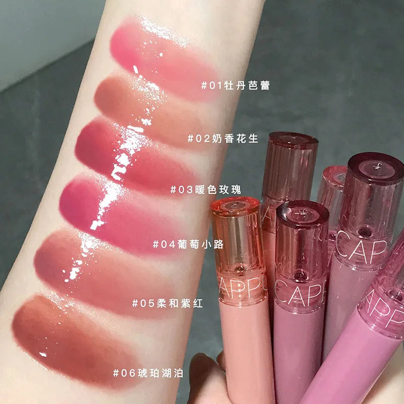 Cappuvini 6 Color Juice Jelly Lip Gloss Long Lasting Moisturizer - LIPOXI