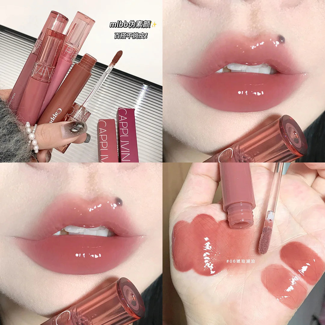 Cappuvini 6 Color Juice Jelly Lip Gloss Long Lasting Moisturizer - LIPOXI