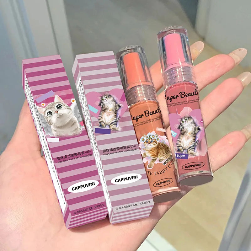 Cappuvini Cat Clear Lip Gloss Moisturizing Longlasting Shine - LIPOXI