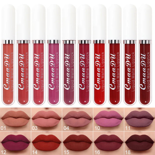 CmaaDu 10pcs Set Velvet Matte Lipstick Long-Lasting Gloss - LIPOXI