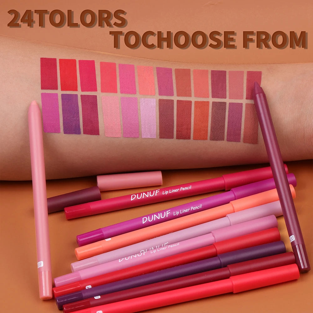 DUNUF 6Pcs Waterproof Matte Soft Lip Liner Pencil Set - LIPOXI