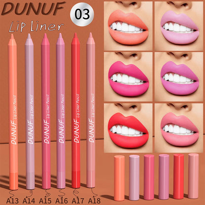 DUNUF 6Pcs Waterproof Matte Soft Lip Liner Pencil Set - LIPOXI