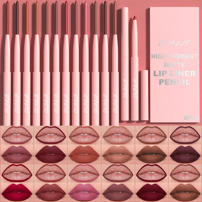 DUNUF 6pcs/set Velvet Matte Lipliner Waterproof Lip Tint - LIPOXI