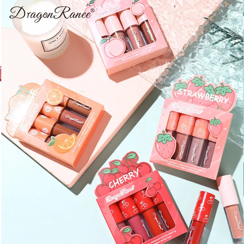 Dragon Ranee Lip Gloss Set – 4-Piece Velvet Matte Tints | LIPOXI