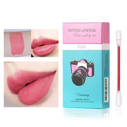 20PCS/BOX Tattoo Lipstick Cotton Swab Lip Tint Matte Gloss - LIPOXI