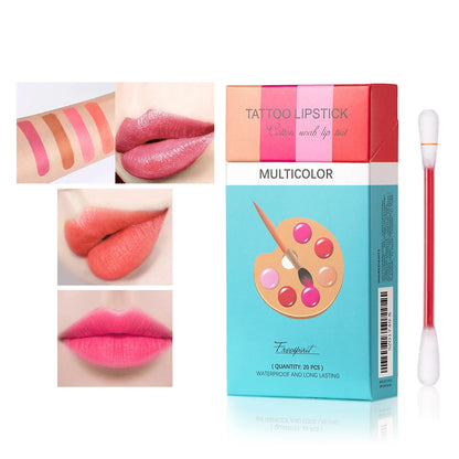 20PCS/BOX Tattoo Lipstick Cotton Swab Lip Tint Matte Gloss - LIPOXI