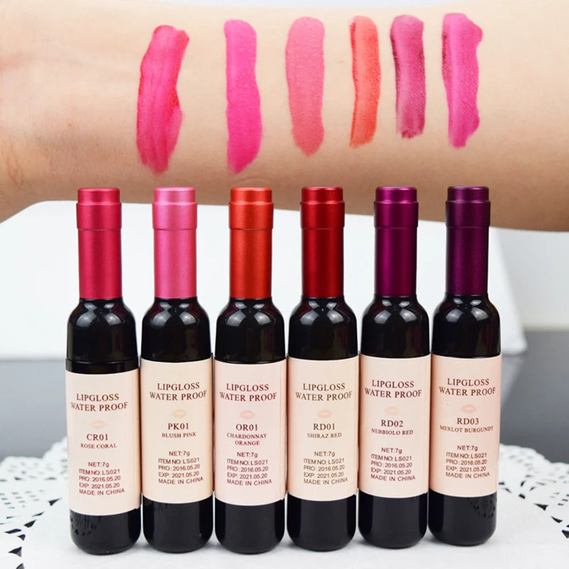6 Colors Matte Liquid Lipstick Red Wine Bottle Shaped Lip Gloss - LIPOXI