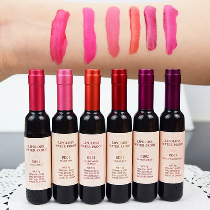 6 Colors Matte Liquid Lipstick Red Wine Bottle Shaped Lip Gloss - LIPOXI