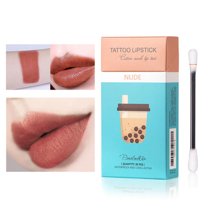 20PCS/BOX Tattoo Lipstick Cotton Swab Lip Tint Matte Gloss - LIPOXI