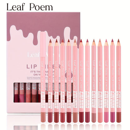 LEAF POEM 12-Color Matte Lipstick & Liner Set - LIPOXI